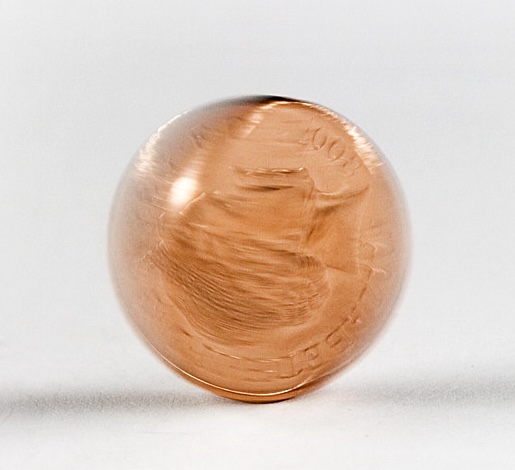 A spinning coin.